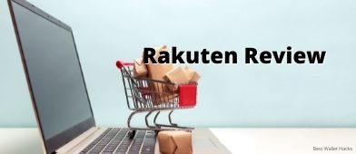 small shopping basket sitting on an open laptop with Rakuten Review text