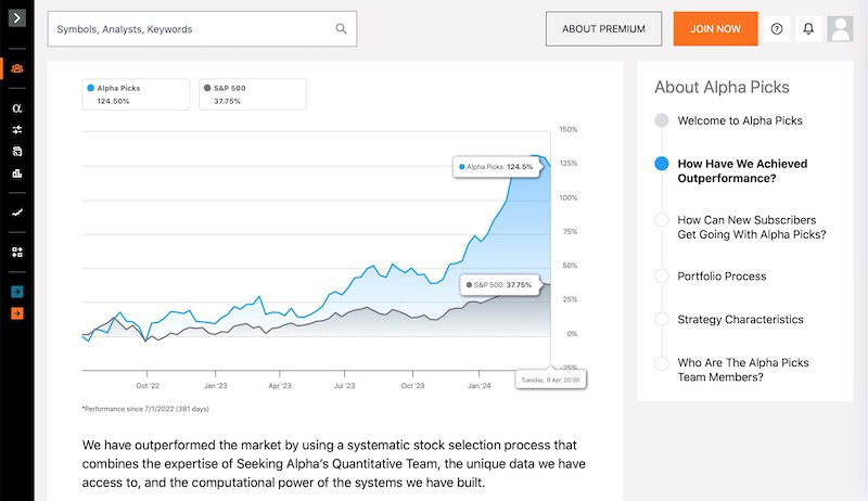 seeking alpha picks total performance