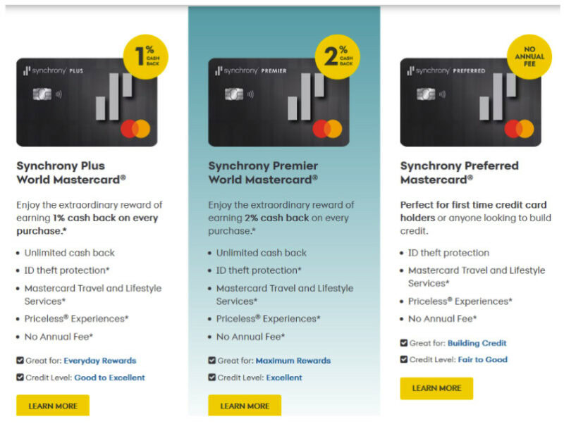 Synchrony credit cards